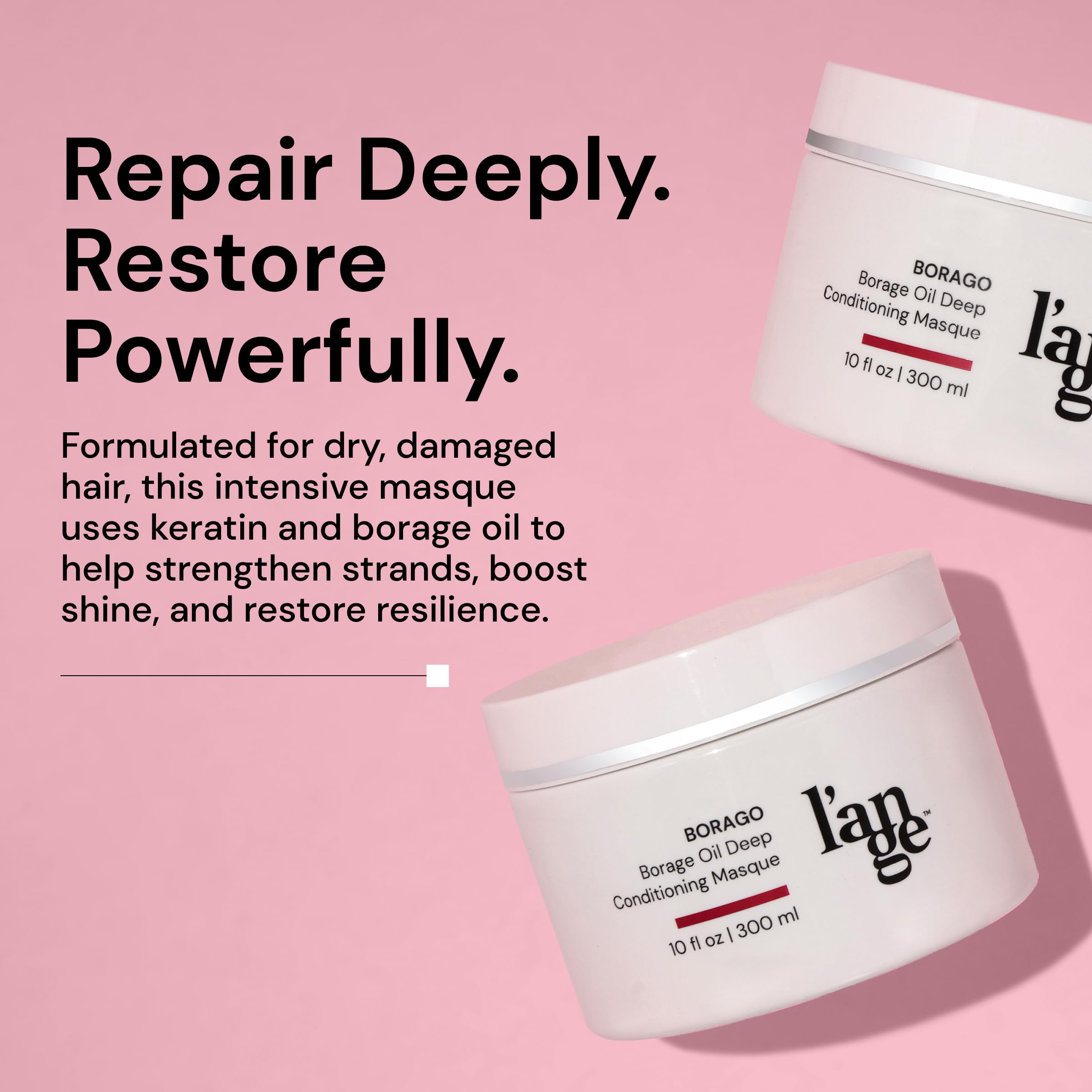 L'ANGE HAIR Borago Deep Conditioning Hair Mask for Damaged Hair | Moisturizing Deep Conditioner Mask | Borage Oil & Keratin Hair Treatment | Soft, Shiny & Frizz-Free | Sulfate & Paraben Free | 10 oz - Image 3