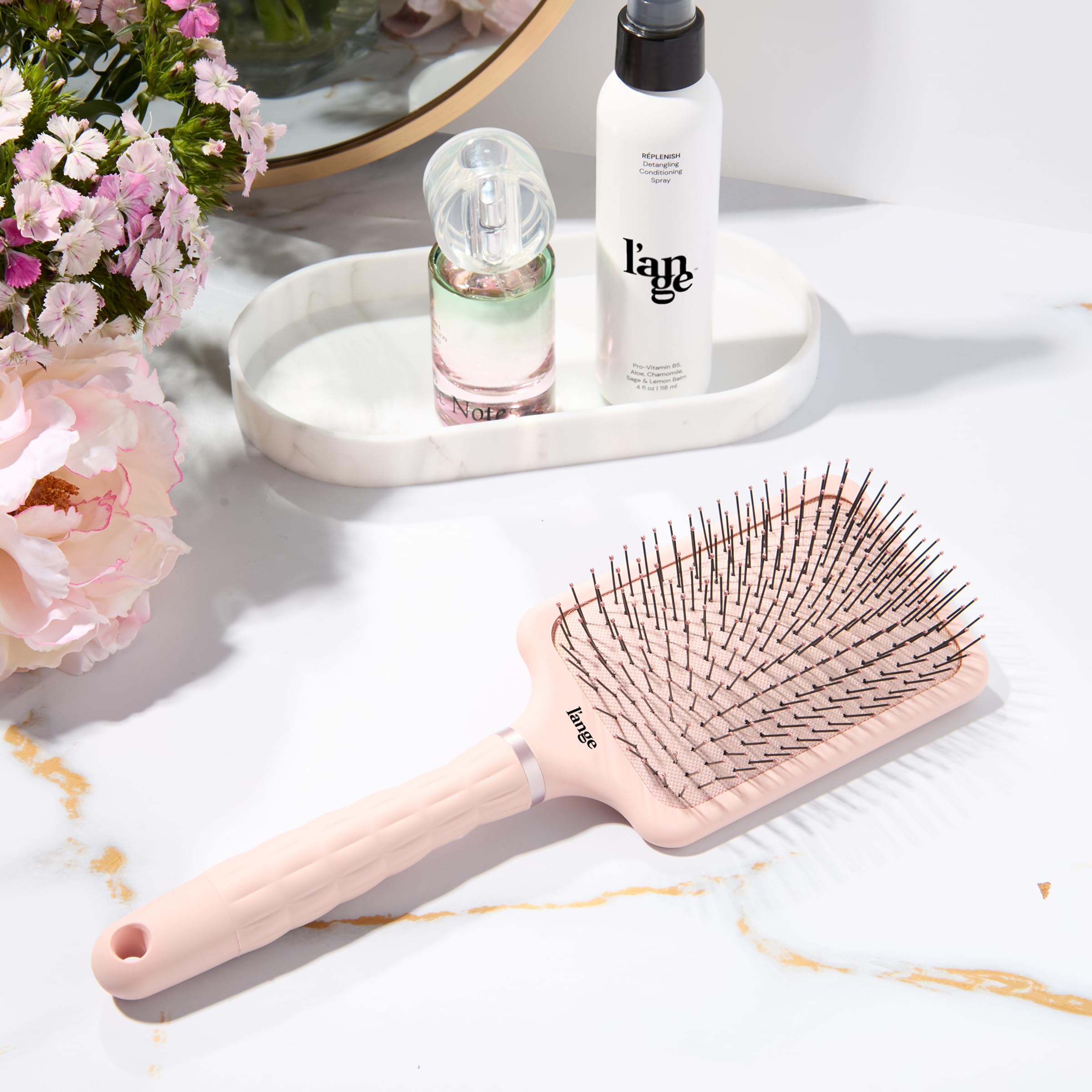 L'ANGE HAIR Detangling Paddle Brush | Gentle Nylon Bristles for Wet & Dry Hair | Smooth Detangling & Scalp Massage | Lightweight, Non-Slip Handle | Works for All Hair Types (Blush) - Image 5
