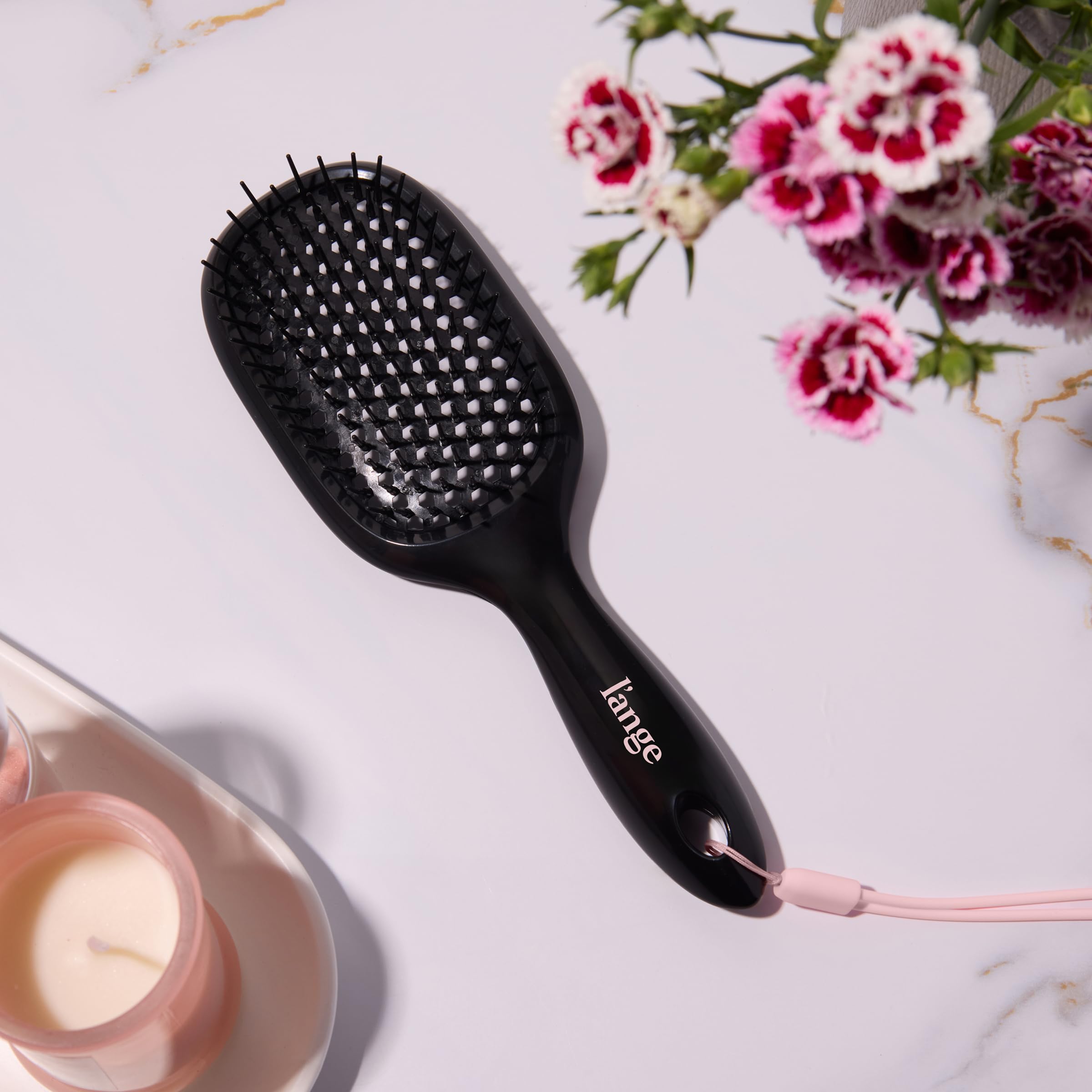 L'ANGE HAIR Detangling Vented Brush | Flexible Bristles for Wet or Dry Hair | Gentle Glide to Reduce Breakage | Ergonomic Shower Brush | Great for All Hair Types & Sensitive Scalps (Black) - Image 3
