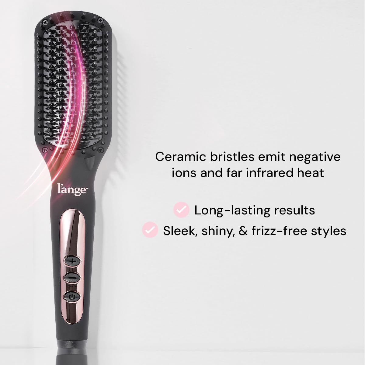 L'ANGE HAIR Le Vite Straightening Brush | Heated Hair Tool for Smoother, Frizz-Controlled Look | Dual-Voltage Hot Brush Straightener for Effortless Styling & Shine | Ceramic Standard Size (Black) - Image 3