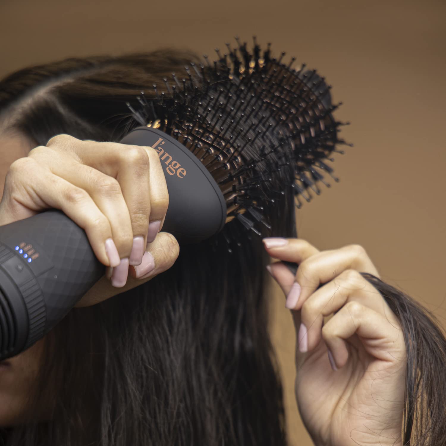 L'ANGE HAIR Le Volume 2-in-1 Titanium Blow Dryer Brush | Frizz Control Blowout Hair Dryer Brush For Drying And Straightening | Volumizing Hot Air Styler For All Hairstyles | Oval Barrel | Black - 60mm - Image 3