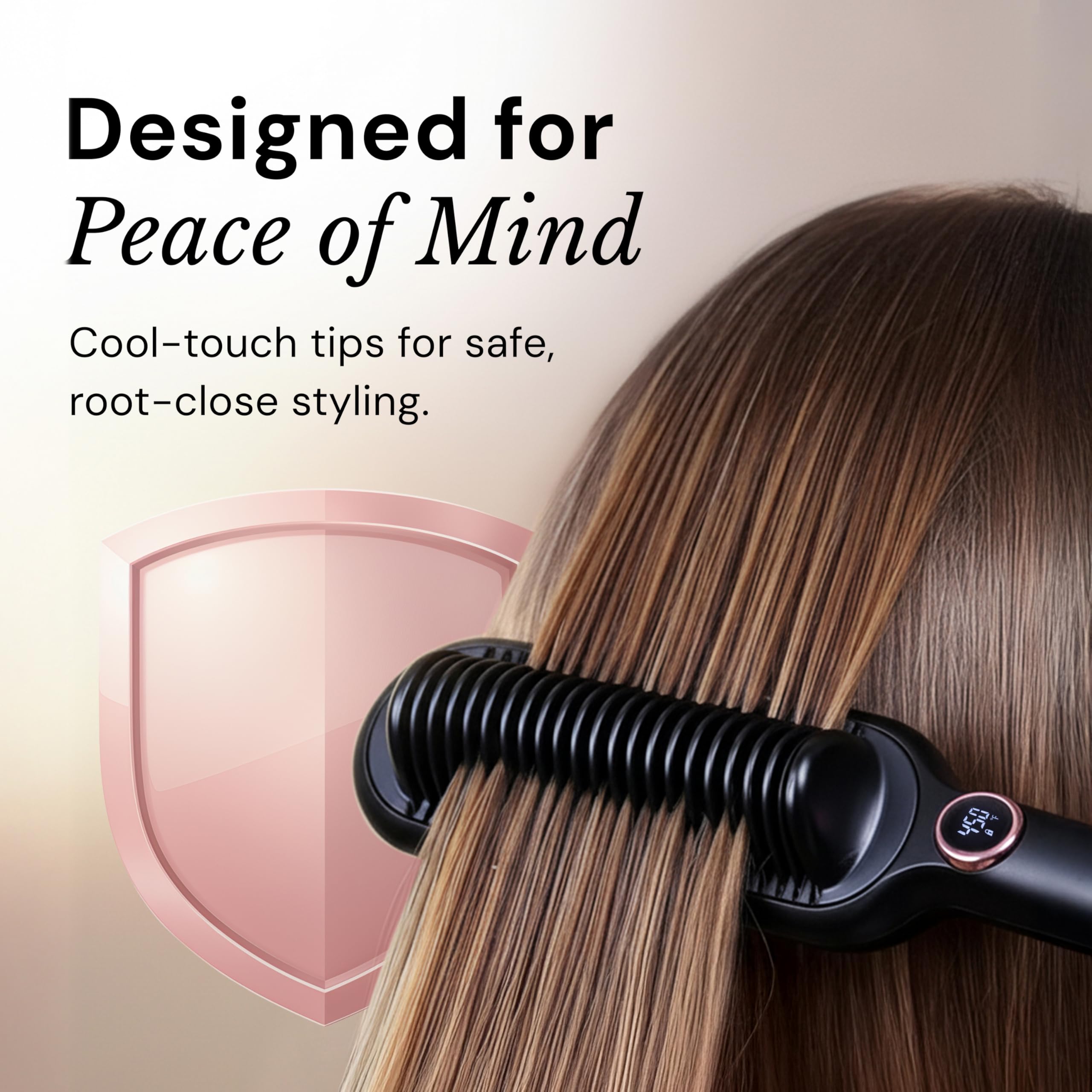 L'ANGE HAIR Smooth It 2-in-1 Hair Straightener Brush with Digital Temperature Dial Up to 450°F | Frizz Control Straightening Comb | Quick Styling Hot Brush for All Hair Types | Auto Shut-Off | Black - Image 6