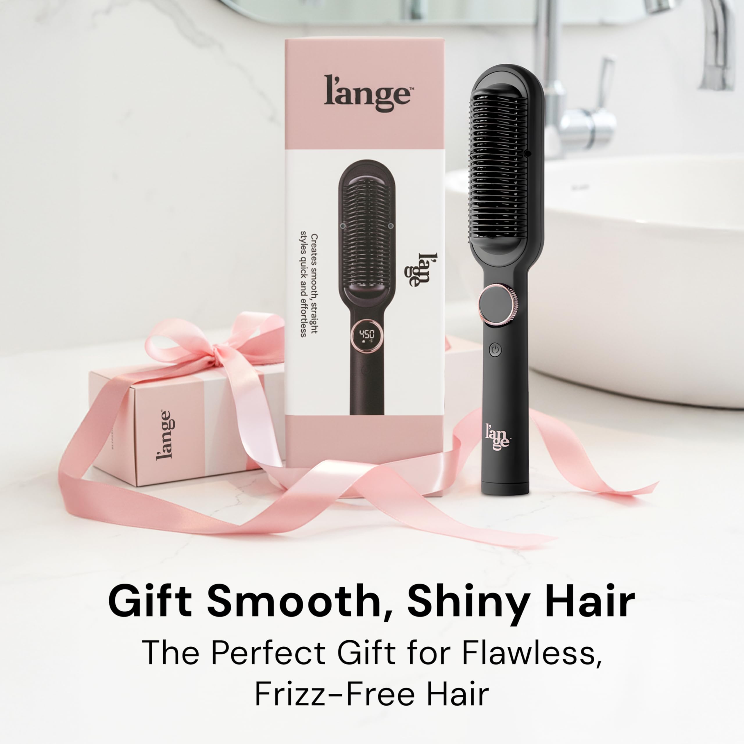 L'ANGE HAIR Smooth It 2-in-1 Hair Straightener Brush with Digital Temperature Dial Up to 450°F | Frizz Control Straightening Comb | Quick Styling Hot Brush for All Hair Types | Auto Shut-Off | Black - Image 7