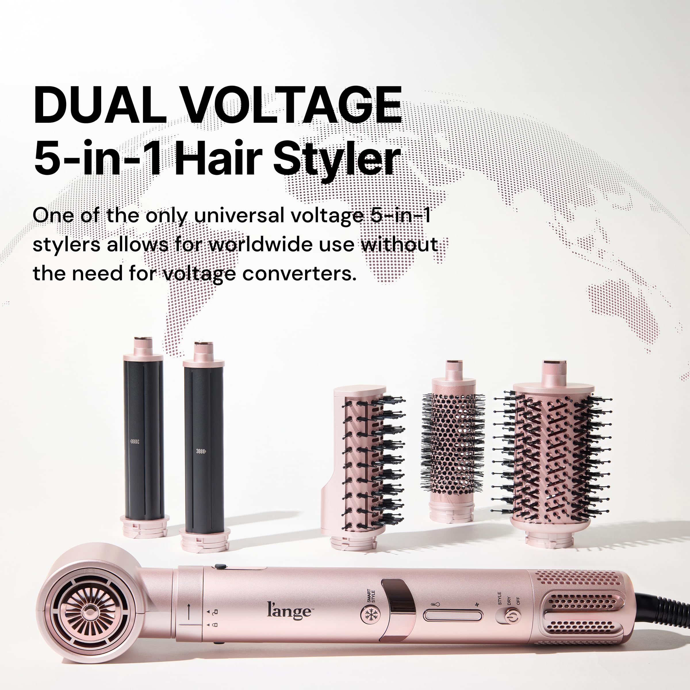 L'ANGE HAIR TurboStyle All-in-One Air Styling & Drying System | 5-in-1 Attachments with Auto-Wrap Curlers & Volumizing Brush | Fast-Drying Brushless Motor Dryer | Dual Voltage | All Hair Types (Black) - Image 3