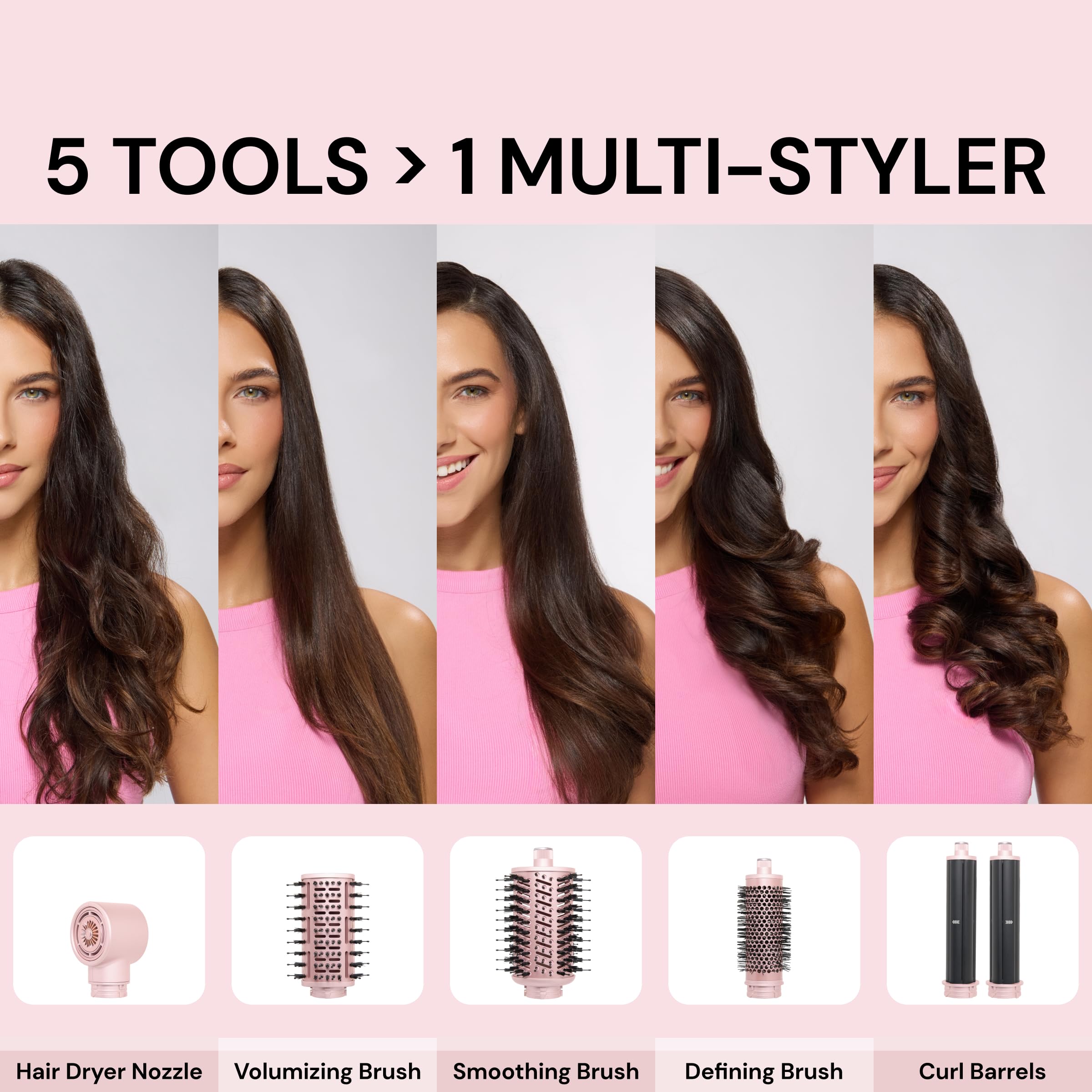 L'ANGE HAIR TurboStyle All-in-One Air Styling & Drying System | 5-in-1 Attachments with Auto-Wrap Curlers & Volumizing Brush | Fast-Drying Brushless Motor Dryer | Dual Voltage | All Hair Types (Black) - Image 4
